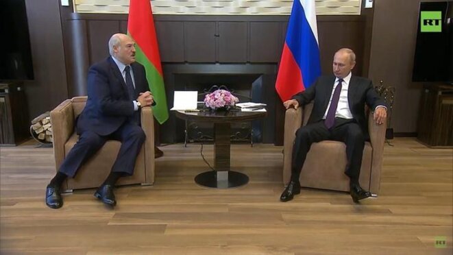 Poutine reçoit Loukachenko à Sotchi © Belta Poutine reçoit Loukachenko à Sotchi © Belta