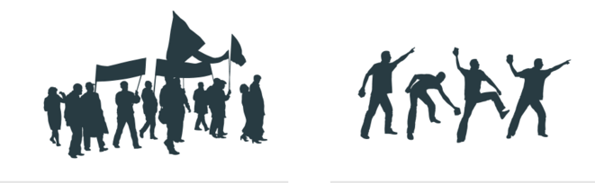 Le nouveau schéma national du maintien de l'ordre est explicité par de nombreuses images illustrant la réalité des manifestations ! Ici, à gauche : des vrais manifestants, et à droite : des "casseurs". Le nouveau schéma national du maintien de l'ordre est explicité par de nombreuses images illustrant la réalité des manifestations ! Ici, à gauche : des vrais manifestants, et à droite : des "casseurs".