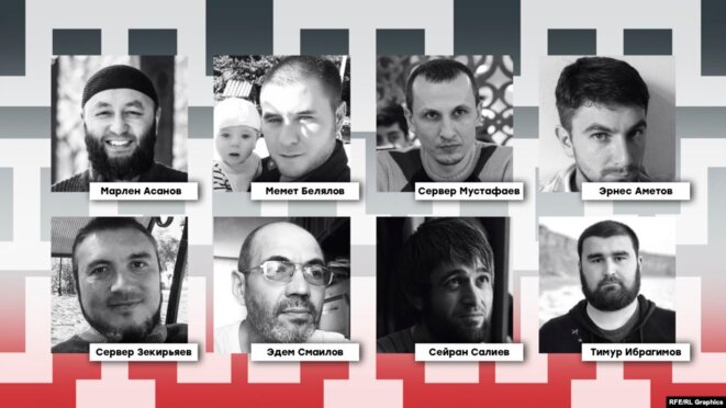 Accusés de « Hizb ut-Tahrir » © Solidarité avec la Crimée. Accusés de « Hizb ut-Tahrir » © Solidarité avec la Crimée.