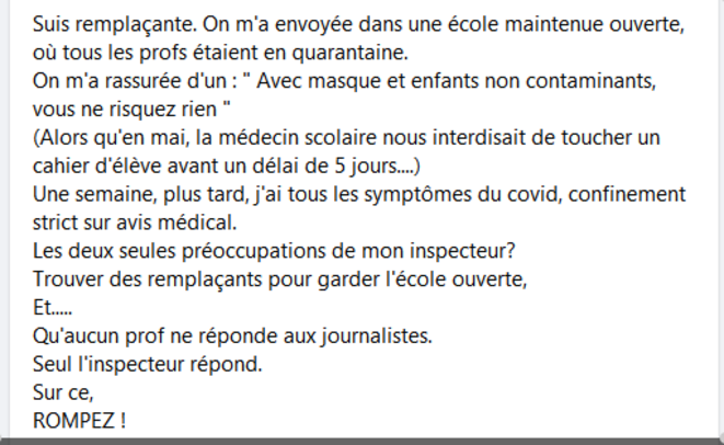 Témoignage sur le groupe Facebook Les Stylos Rouges - 22/09/2020 © Témoignage Groupe Facebook Stylos Rouges -22/09/2020 Témoignage sur le groupe Facebook Les Stylos Rouges - 22/09/2020 © Témoignage Groupe Facebook Stylos Rouges -22/09/2020