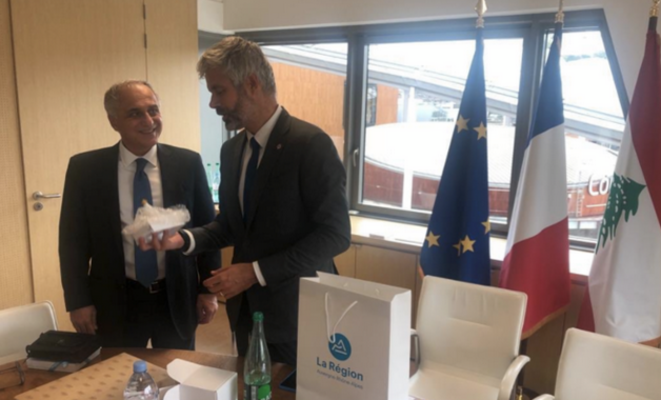Fouad Abou Nader et Laurent Wauquiez en septembre. © © Twitter de Fouad Abou Nader Fouad Abou Nader et Laurent Wauquiez en septembre. © © Twitter de Fouad Abou Nader