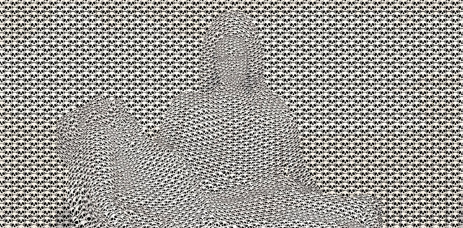 Thomas Bayrle, Pietà for World War I (détail), 2017, commande publique artistique en mémoire du centenaire de la Première Guerre mondiale, tapisserie monumentale en partenariat avec le Comité du Monument National du Hartmannswillerkopf (68) © Cité internationale de la tapisserie Thomas Bayrle, Pietà for World War I (détail), 2017, commande publique artistique en mémoire du centenaire de la Première Guerre mondiale, tapisserie monumentale en partenariat avec le Comité du Monument National du Hartmannswillerkopf (68) © Cité internationale de la tapisserie