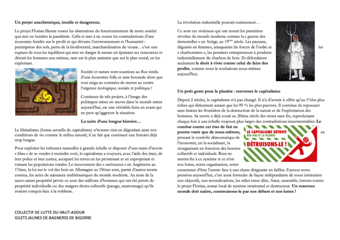 Un projet anachronique | Collectif de Lutte du Haut-Adour & Gilets Jaunes de Bagnères-de-Bigorre © CLHA & GJ de B2B Un projet anachronique | Collectif de Lutte du Haut-Adour & Gilets Jaunes de Bagnères-de-Bigorre © CLHA & GJ de B2B