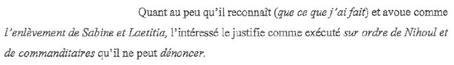 Extrait du rapport d’expertise psychiatrique de Marc Dutroux où ce dernier pour la première fois reconnaît que l’enlèvement de Sabine et Lætitia lui a été commandé par feu Jean-Michel Nihoul Extrait du rapport d’expertise psychiatrique de Marc Dutroux où ce dernier pour la première fois reconnaît que l’enlèvement de Sabine et Lætitia lui a été commandé par feu Jean-Michel Nihoul