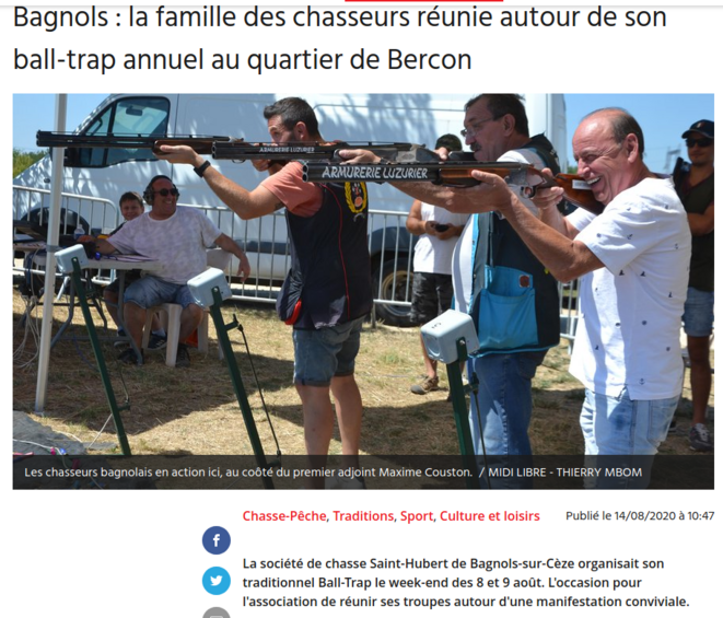 Extrait du journal en ligne Midi Libre du 14/08/2020 Extrait du journal en ligne Midi Libre du 14/08/2020