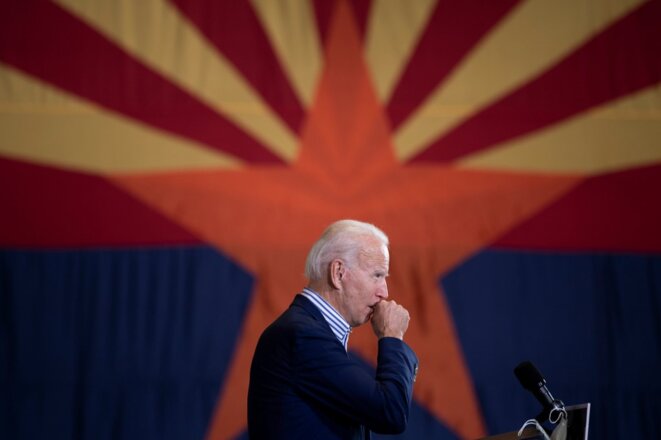 Joe Biden le 8 octobre 2020 en meeting à Phoenix, Arizona © AFP/ Brendan Smialowski. Joe Biden le 8 octobre 2020 en meeting à Phoenix, Arizona © AFP/ Brendan Smialowski.