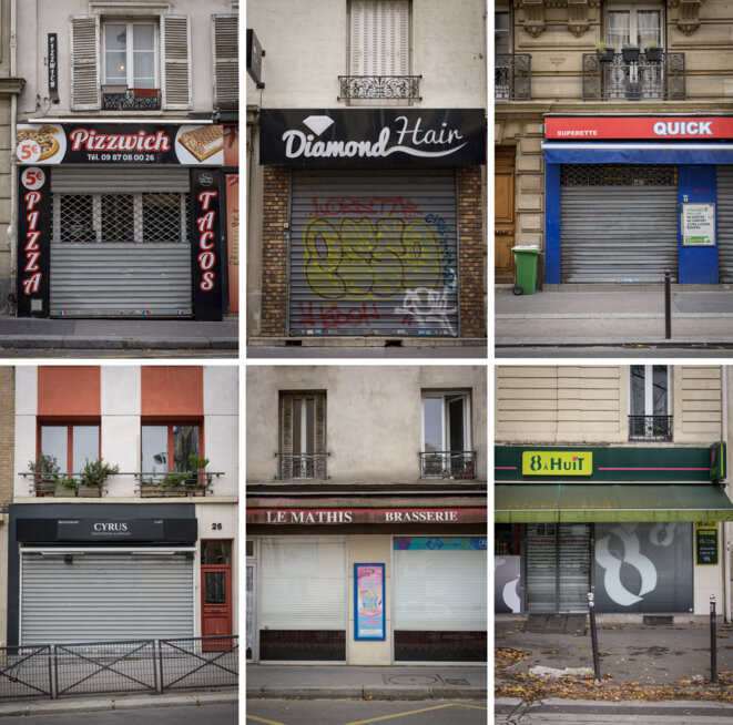 Des boutiques parisiennes, à l'heure du reconfinement. © Jacopo Landi / Hans Lucas