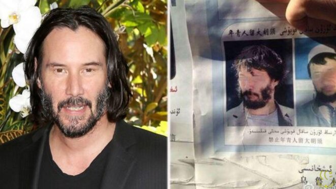 Une photo de Keanu Reeves parmi les outils répressifs chinois contre les Ouïghours