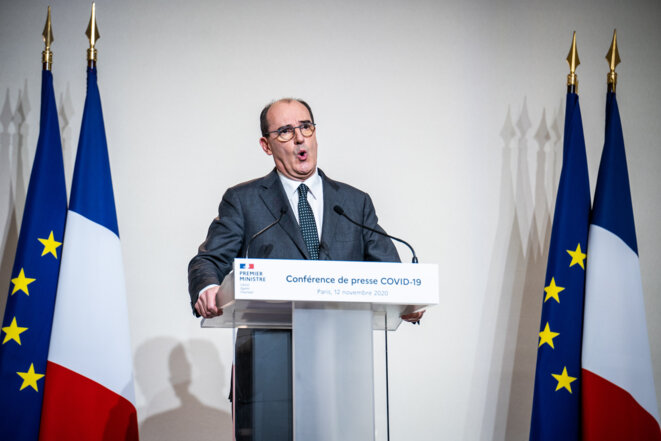 Conférence de presse de Jean Castex, le 12 novembre. © AFP