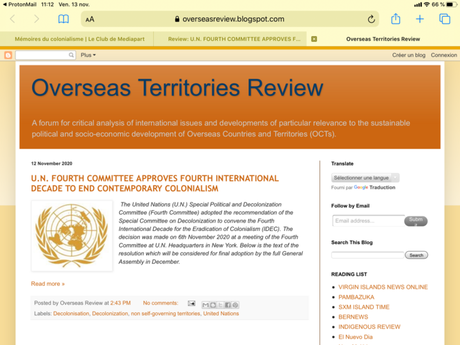Capture d’écran de l’Overseas Territories Review