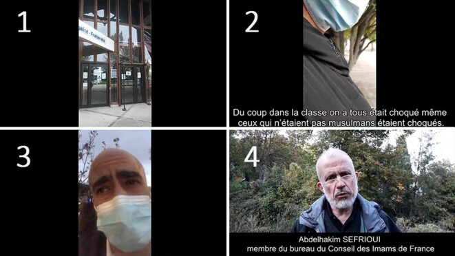 Capture d'écran des 4 séquences de la vidéo publiée par Abdelhakim Sefrioui. Capture d'écran des 4 séquences de la vidéo publiée par Abdelhakim Sefrioui.