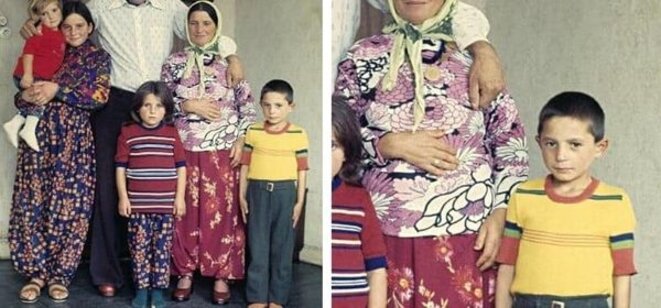 . Ugur en famille avec un pull jaune (1969). . Ugur en famille avec un pull jaune (1969).