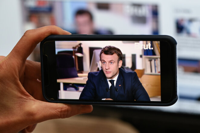 Emmanuel Macron sur Brut, le 4 décembre. © Bertrand Guay/AFP