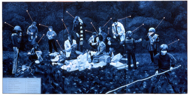 Jacques Monory, Pompéi, 1971, huile sur toile, 195 x 390 cm, Fondation Maeght, Saint-Paul-de-Vence, don de l'artiste, 1977 © Claude Germain - Archives Fondation Maeght