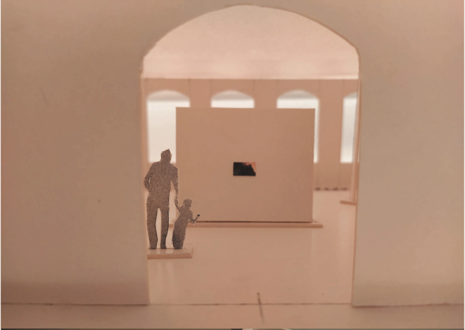 Photo d'une maquette, proposition de scénographie présentée par Nawel Louerrad et Fella Tamzali. Photo d'une maquette, proposition de scénographie présentée par Nawel Louerrad et Fella Tamzali.
