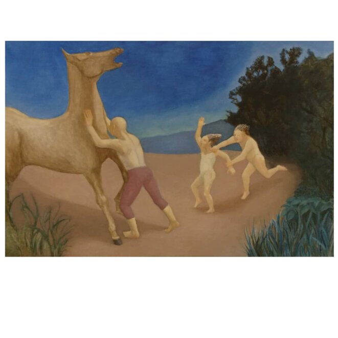 Untitled. Fella Tamzali Tahari 2020; huile sur toile. 215X144 cm Untitled. Fella Tamzali Tahari 2020; huile sur toile. 215X144 cm