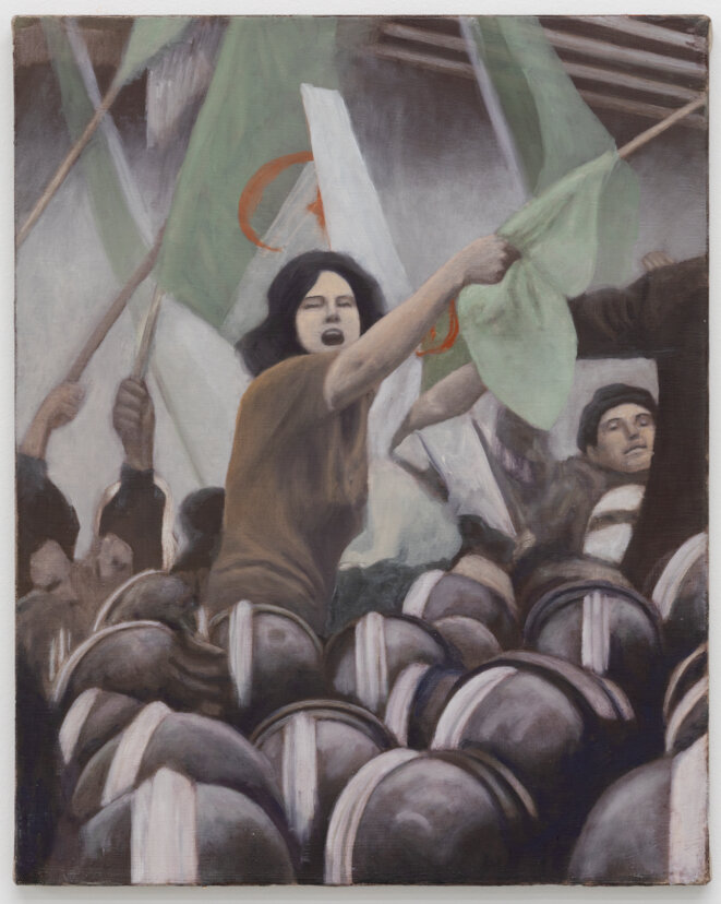 Johannes Sivertsen, 2020, peinture sur toile d'après une photo de presse prise le jour de l'indépendance de l'Algérie. Johannes Sivertsen, 2020, peinture sur toile d'après une photo de presse prise le jour de l'indépendance de l'Algérie.