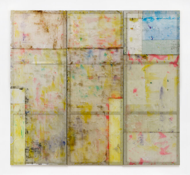 Louis Cane, « Peinture vraiment abstraite », résine sur grillage, 310 x 336 cm, 2017, © galerie Ceysson & Bénétière Louis Cane, « Peinture vraiment abstraite », résine sur grillage, 310 x 336 cm, 2017, © galerie Ceysson & Bénétière