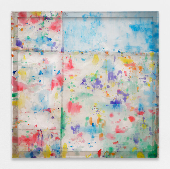 Louis Cane, « Peinture vraiment abstraite », résine sur grillage, 143 x 143 cm, 2020, © galerie Ceysson & Bénétière Louis Cane, « Peinture vraiment abstraite », résine sur grillage, 143 x 143 cm, 2020, © galerie Ceysson & Bénétière