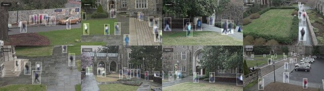 Une étude controversée menée par des chercheurs de l'Université Duke a publié plus de 2 millions d'images vidéo d'étudiants capturées par des caméras sur le campus. L'artiste Adam Harvey a modifié les images dans le cadre de son projet Megapixels.Crédit: Visualisation d'images par Adam Harvey (megapixels.cc) basé sur l'ensemble de données Duke MTMC de Ristani et al. initialement sous licence Open Data Commons Attribution License (2018). Une étude controversée menée par des chercheurs de l'Université Duke a publié plus de 2 millions d'images vidéo d'étudiants capturées par des caméras sur le campus. L'artiste Adam Harvey a modifié les images dans le cadre de son projet Megapixels.Crédit: Visualisation d'images par Adam Harvey (megapixels.cc) basé sur l'ensemble de données Duke MTMC de Ristani et al. initialement sous licence Open Data Commons Attribution License (2018).