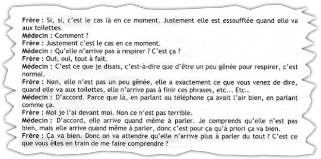 Retranscription des enregistrements du Samu. Échanges entre le frère de Patricia Urcel et le médecin,11 h 20, 07 septembre 2020.