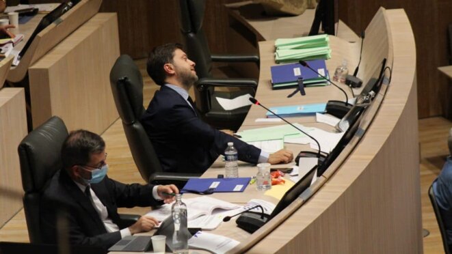 Le 6 octobre dernier, Benoît Payan avait présidé le conseil municipal en l'absence de Michèle Rubirola. © Benoît Gilles / Marsactu Le 6 octobre dernier, Benoît Payan avait présidé le conseil municipal en l'absence de Michèle Rubirola. © Benoît Gilles / Marsactu