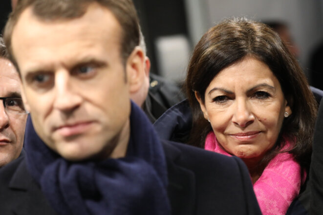 Emmanuel Macron et Anne Hidalgo, en février 2018. © Ludovic Marin/AFP/Pool