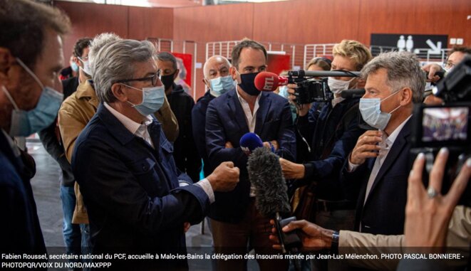 À gauche, Jean-Luc Mélenchon, à droite, Fabien Roussel © Pascal Bonnierre À gauche, Jean-Luc Mélenchon, à droite, Fabien Roussel © Pascal Bonnierre