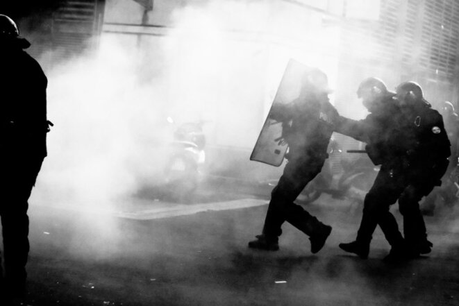 "Montpellier. Acte X : les gilets jaunes restent déterminés malgré une forte répression", 20 janvier 2019 © LePoing "Montpellier. Acte X : les gilets jaunes restent déterminés malgré une forte répression", 20 janvier 2019 © LePoing