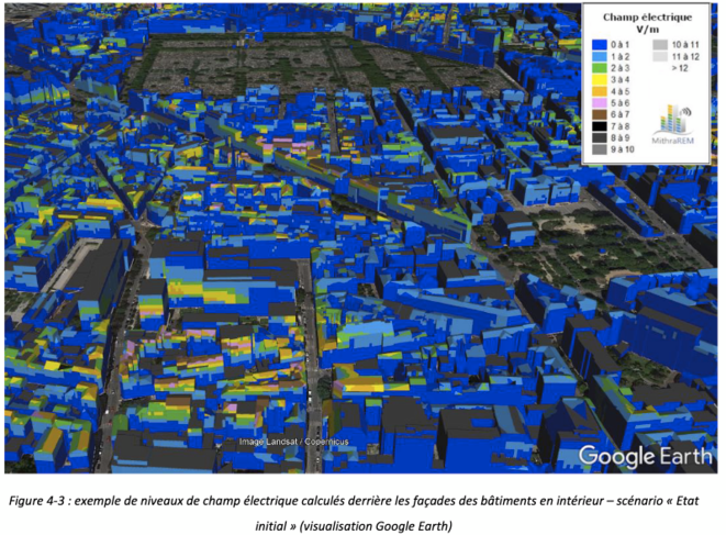 août 2020 niveaux de champ électrique calculés derrière les façades des bâtiments en intérieur © ANFR août 2020 niveaux de champ électrique calculés derrière les façades des bâtiments en intérieur © ANFR