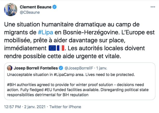Le tweet de Clément Beaune, secrétaire d’Etat français aux Affaires européennes. © @CBeaune