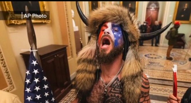 Jacob Chansley, AKA Jake Angeli, AKA “Buffalo guy,” Arizona man makes first court appearance in for charges related to storming the U.S. Capitol. © AP Jacob Chansley, AKA Jake Angeli, AKA “Buffalo guy,” Arizona man makes first court appearance in for charges related to storming the U.S. Capitol. © AP