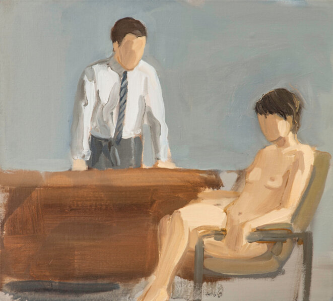 Gideon Rubin The Office 2020 Huile sur toile / Oil on canvas 41 x 51 x 1,8 cm / 18 x 20 x 3/4 in © Gideon Rubin Courtesy of Galerie Karsten Greve Köln Paris St. Moritz Photo : Richard Ivey Gideon Rubin The Office 2020 Huile sur toile / Oil on canvas 41 x 51 x 1,8 cm / 18 x 20 x 3/4 in © Gideon Rubin Courtesy of Galerie Karsten Greve Köln Paris St. Moritz Photo : Richard Ivey