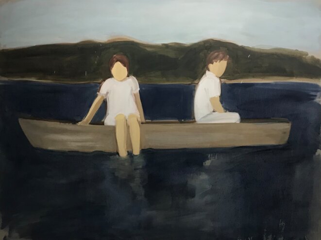 Gideon Rubin Untitled (Two in a Boat) 77 x 102 cm Oil on linen 2019 © Gideon Rubin Courtesy of Galerie Karsten Greve Köln Paris St. Moritz Photo : Guillaume Lasserre Gideon Rubin Untitled (Two in a Boat) 77 x 102 cm Oil on linen 2019 © Gideon Rubin Courtesy of Galerie Karsten Greve Köln Paris St. Moritz Photo : Guillaume Lasserre