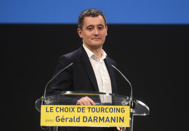 Gérald Darmanin à Tourcoing, lors des élections municipales, le 13 février 2020. © FRANCOIS LO PRESTI / AFP Gérald Darmanin à Tourcoing, lors des élections municipales, le 13 février 2020. © FRANCOIS LO PRESTI / AFP