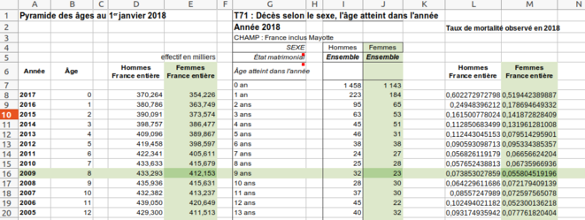 Fig.8 - Taux de mortalité par sexe et par âge © Enzo Lolo d'après les données de l'INSEE Fig.8 - Taux de mortalité par sexe et par âge © Enzo Lolo d'après les données de l'INSEE