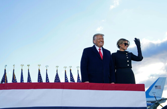 Donald et Melania Trump le 20 janvier, en partance pour la Floride. © ALEX EDELMAN / AFP