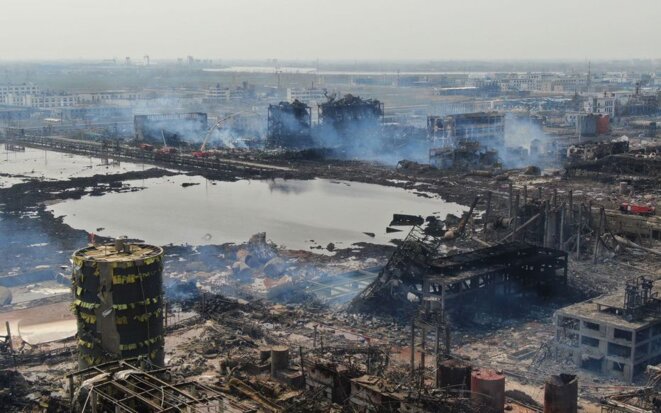 L'usine chimique de Yancheng après l'explosion en 2019 © AFP L'usine chimique de Yancheng après l'explosion en 2019 © AFP
