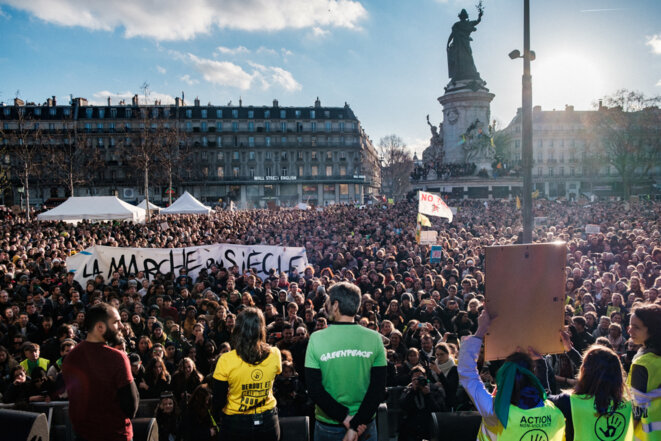 Rassemblement Marche du Siècle place de la République, 16 mars 2019 © Basile Mesré-Barjon Rassemblement Marche du Siècle place de la République, 16 mars 2019 © Basile Mesré-Barjon