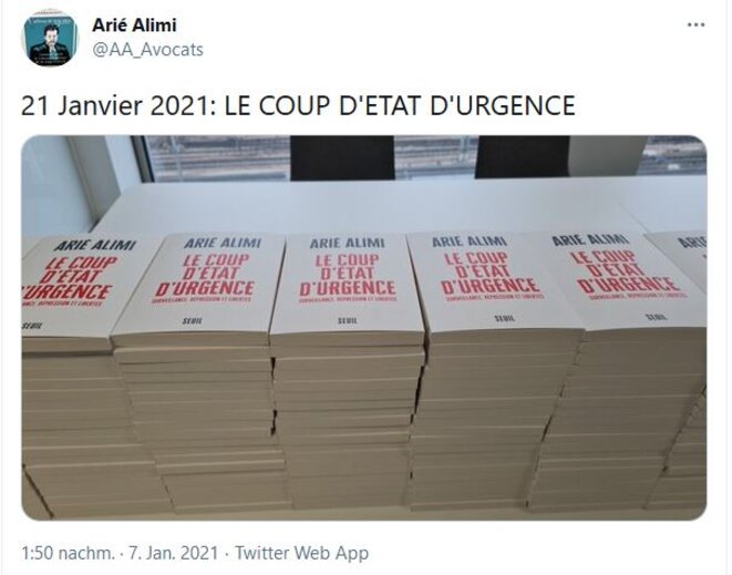 - capture d'écran du compe Twitter @AA_Avocats - - capture d'écran du compe Twitter @AA_Avocats -