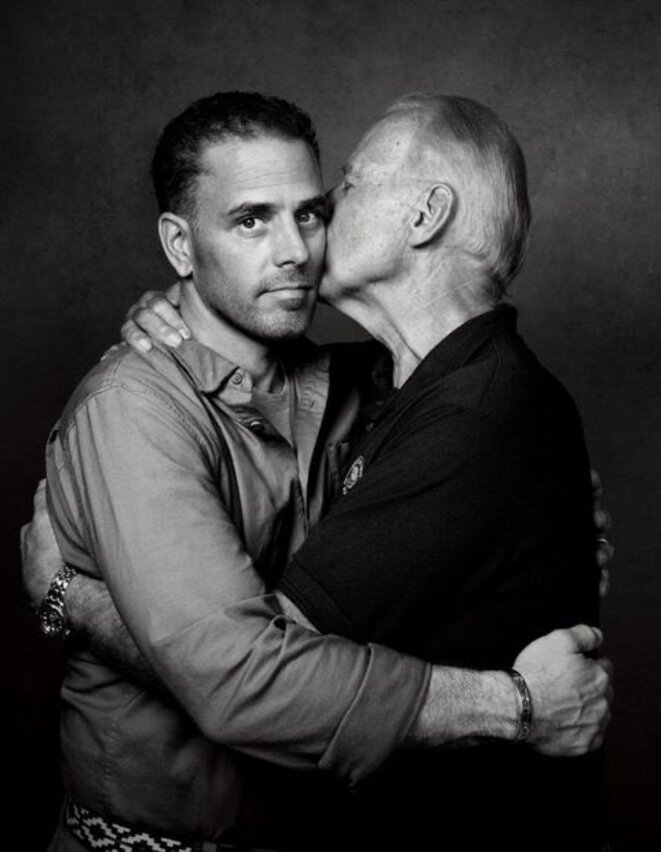 Joe Biden kissing his 50-year-old son Hunter.