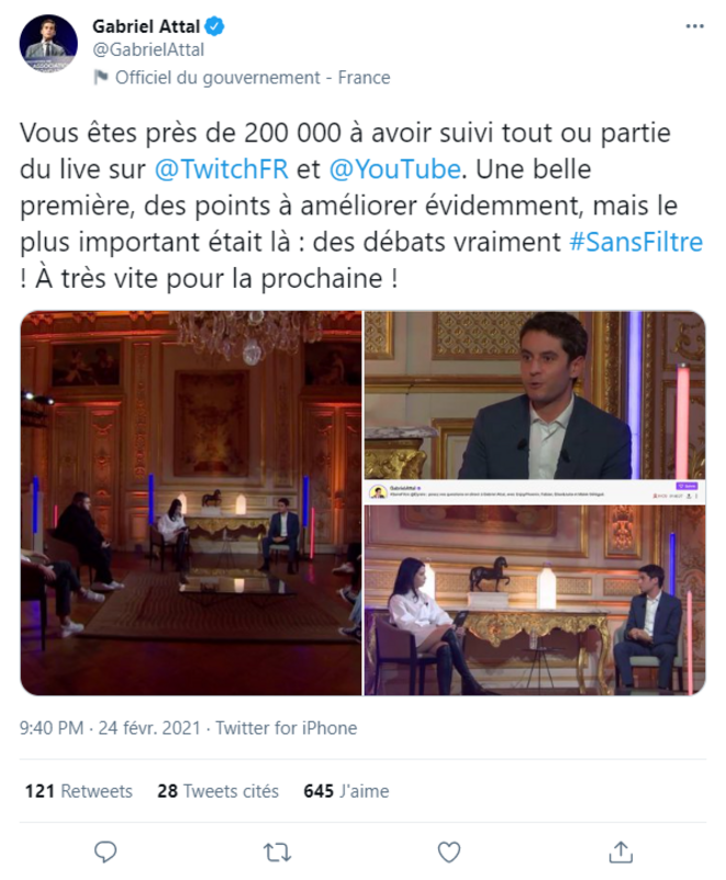 Un peu d'autosatisfaction ça ne fait jamais de mal... © Gabriel Attal Un peu d'autosatisfaction ça ne fait jamais de mal... © Gabriel Attal