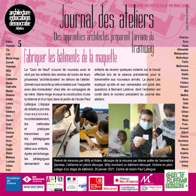 Couverture du numéro 5 du Journal des ateliers © association didattica Couverture du numéro 5 du Journal des ateliers © association didattica