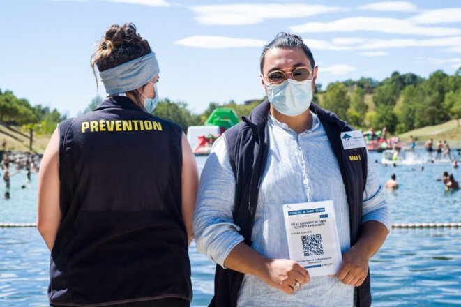 Une action de prévention l’été dernier sur une base de loisirs de Monclar-de-Quercy, dans le Tarn-et-Garonne. © Patricia Huchot-Boissier/Hans Lucas/AFP Une action de prévention l’été dernier sur une base de loisirs de Monclar-de-Quercy, dans le Tarn-et-Garonne. © Patricia Huchot-Boissier/Hans Lucas/AFP