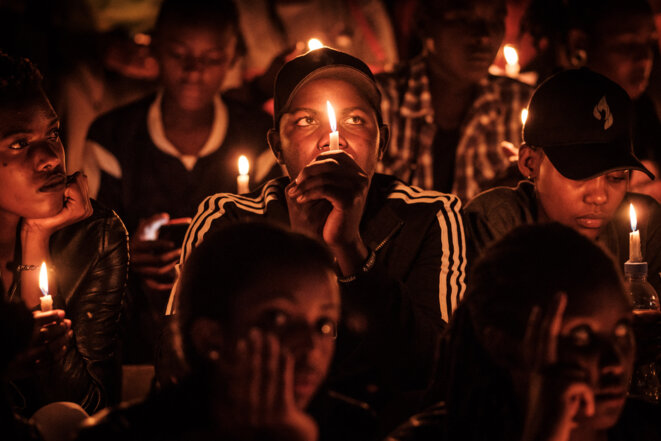 Commération, en avril 2019, à Kigali (Rwanda), du vingt-cinquième anniversaire du génocide des Tutsis. © Yasuyoshi CHIBA / AFP