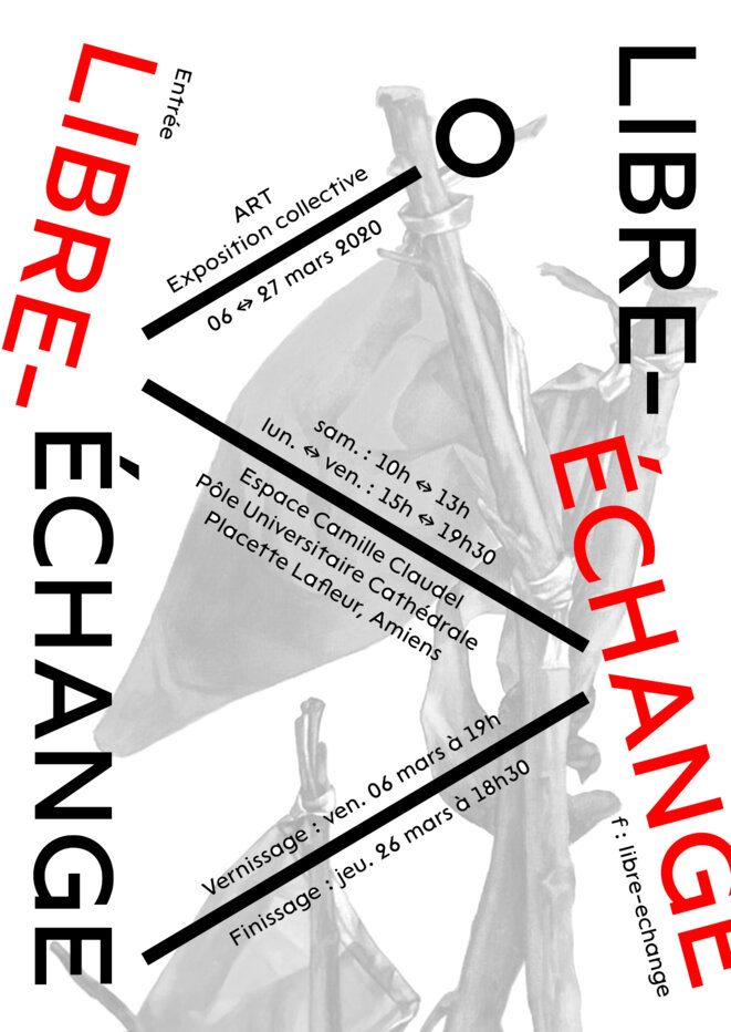 Exposition Libre-échange, graphisme : Marjorie Ober, Nicolas Chesnais, crédit image : Olivia Etienne Exposition Libre-échange, graphisme : Marjorie Ober, Nicolas Chesnais, crédit image : Olivia Etienne