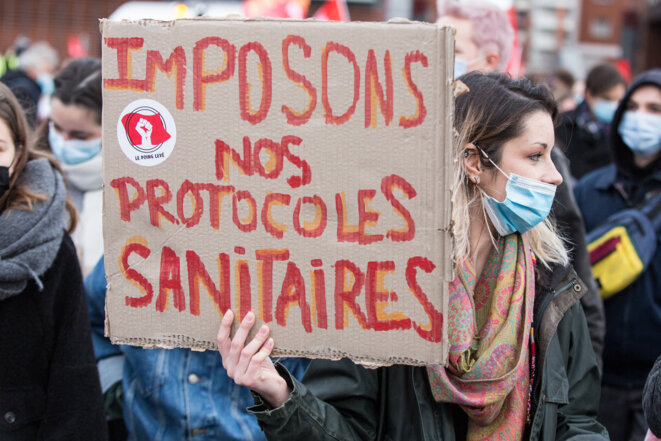 Lors d'une manifestation à Toulouse, le 26 janvier. © Frédéric Scheiber / Hans Lucas via AFP