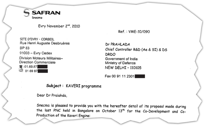 Above: an extract of a document from the archives of middleman Sushen Gupta concerns consultancy work he was engaged in in 2010 for Safran’s military engine branch concerning a joint project with India for equipping Kaveri fighter aircraft. © Document Mediapart