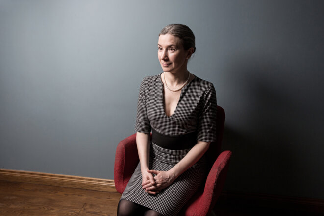 Ekaterina Schulmann le 24 mars 2021 à Moscou. © Yulia Nevskaya Ekaterina Schulmann le 24 mars 2021 à Moscou. © Yulia Nevskaya