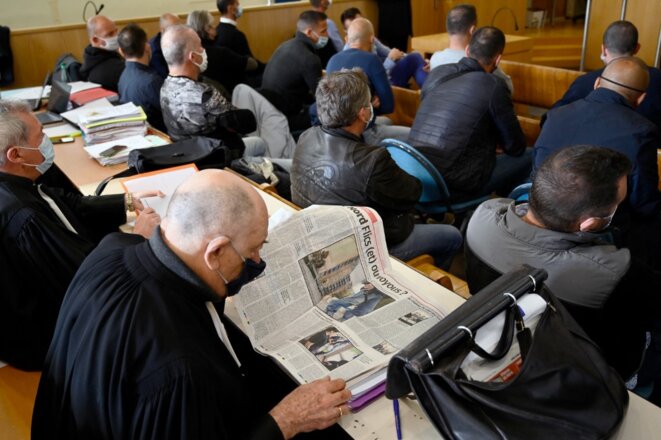 Ouverture du procès, lundi 12 avril, devant le tribunal correctionnel de Marseille. © Nicolas Tucat/AFP. Ouverture du procès, lundi 12 avril, devant le tribunal correctionnel de Marseille. © Nicolas Tucat/AFP.